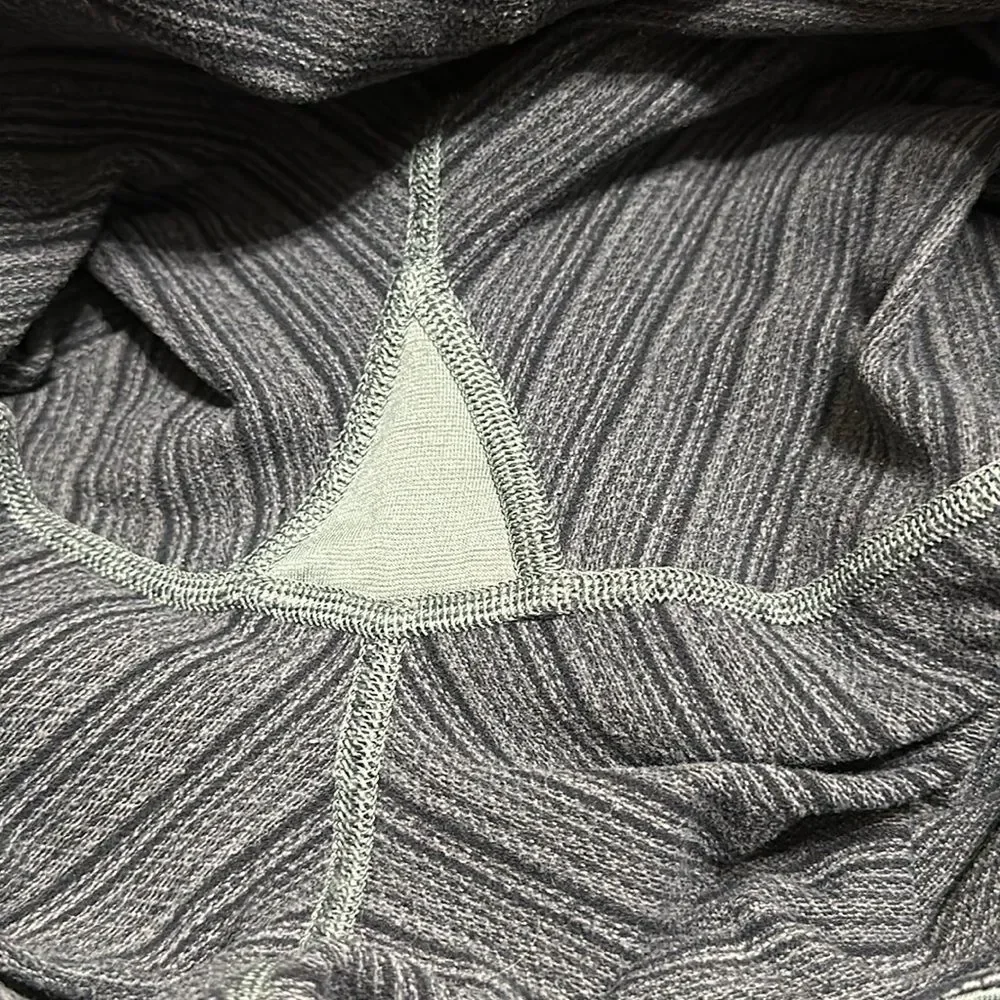 Lululemon Wunder Under Cropped Gray Black Striped Leggings Tights Womens Size 12